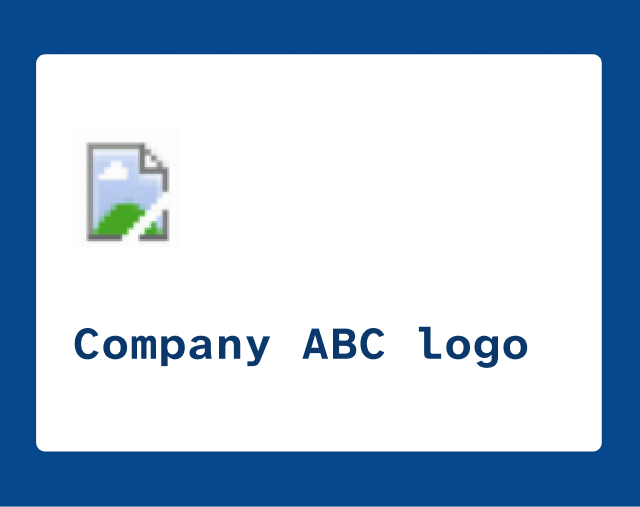 Image box with broken image icon and alt text shows "Company ABC logo"